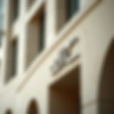 A close-up of a building's nameplate, emphasizing the design and significance of its name.