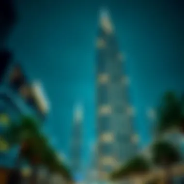 An artistic representation of a famous Dubai skyscraper highlighting its elegant architecture.
