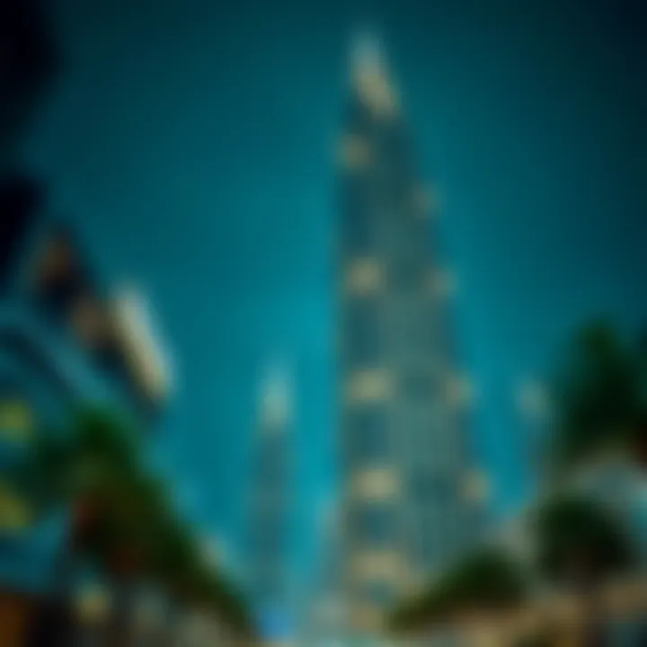 An artistic representation of a famous Dubai skyscraper highlighting its elegant architecture.