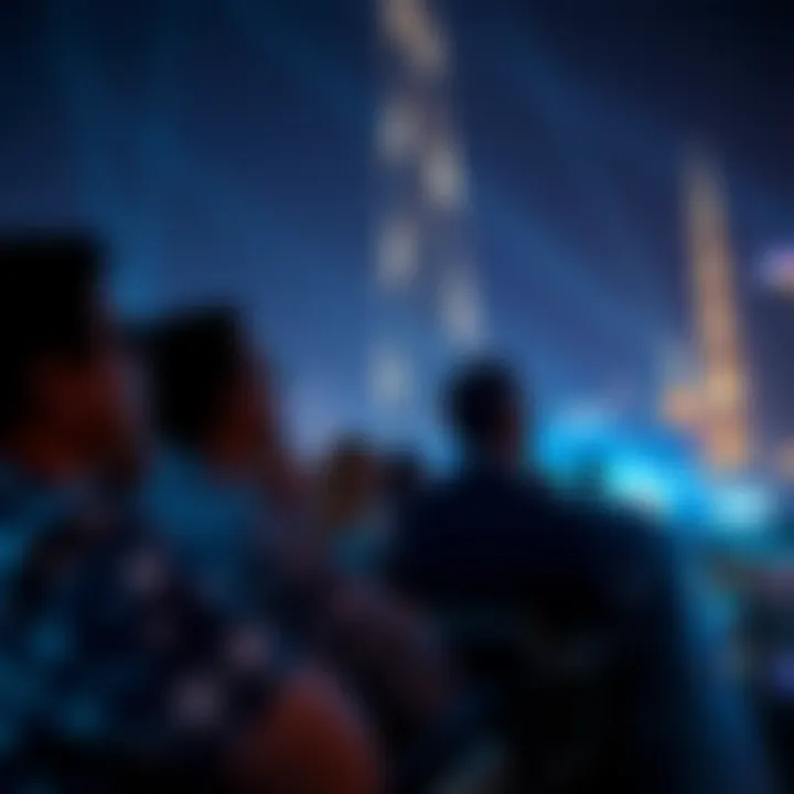 Audience captivated by the Burj Khalifa laser show