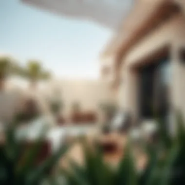 Charming Outdoor Space for Relaxation Cozy outdoor patio of a Dubai bungalow