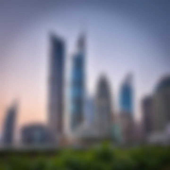 Comparative view of برج مي alongside other iconic Dubai structures.