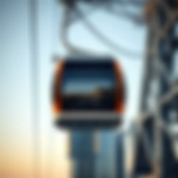 Engineering Marvel of Dubai's Cable Car System Close-up of the cable car system showcasing engineering intricacies