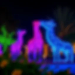 A vibrant display of illuminated sculptures at Dubai Garden Glow