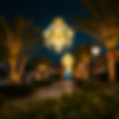 A night scene showcasing the enchanting light installations