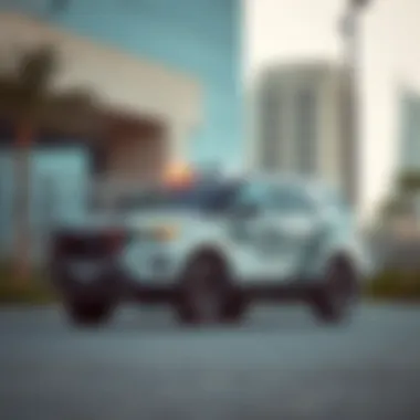 Cutting-Edge Law Enforcement in Dubai An advanced law enforcement vehicle parked in a secure area of Dubai