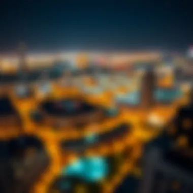Panoramic Views of Dubai at Night A panoramic view of the city with sparkling lights