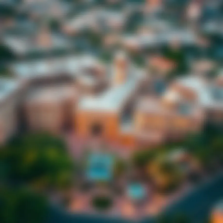 Aerial view of educational institutions near Town Square, Dubai