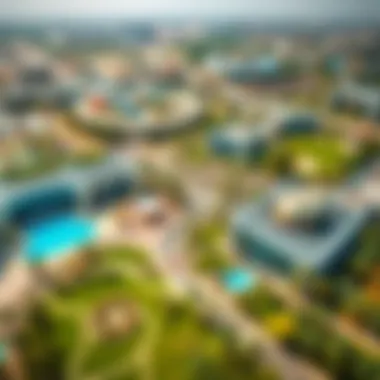 Architectural Marvels of Dubai Silicon Oasis Aerial view of Dubai Silicon Oasis showcasing modern architecture and green spaces