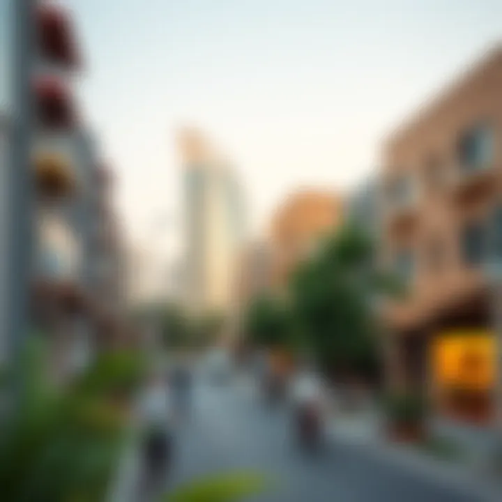 Vibrant neighborhood scene in Dubai, depicting local amenities and lifestyle.