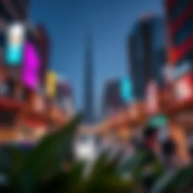 Downtown Dubai: The Heart of Luxury and Entertainment Vibrant nightlife in Downtown Dubai featuring the Burj Khalifa and bustling streets