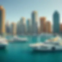 Stunning waterfront view of Dubai Marina showcasing luxury yachts and high-rise buildings