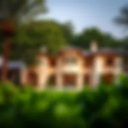 Luxurious exterior view of Al Helao Farm Villa surrounded by lush greenery