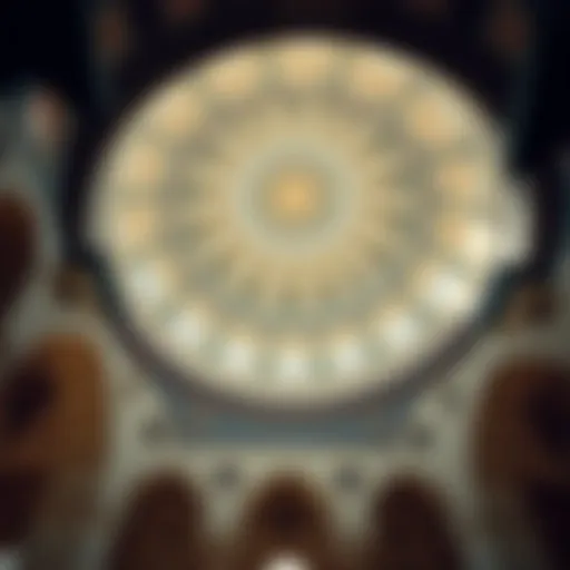 Intricate mosaics adorning the dome of a Dubai mosque