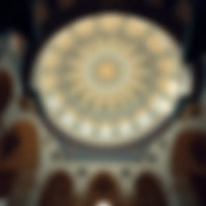 Intricate mosaics adorning the dome of a Dubai mosque