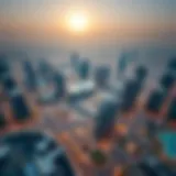 Aerial view of DIFC showcasing its modern architecture