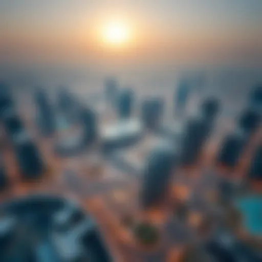 Aerial view of DIFC showcasing its modern architecture