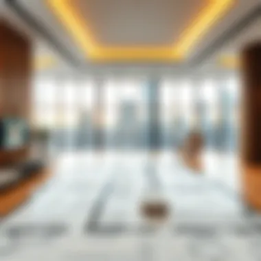 Architectural Floor Plan Highlighting City Vistas Architectural floor plan layout emphasizing open spaces and city vistas