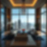 Luxurious interior of a Dubai high-rise apartment showcasing expansive views