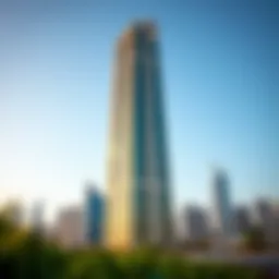 Stunning view of the Dubai Tower Baniyas against the skyline