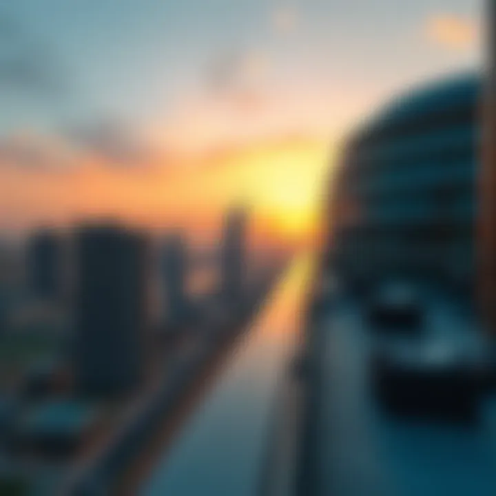 Breathtaking sunset view from the balcony of Dubai Tower Baniyas