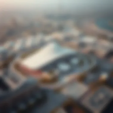 Aerial view of Expo 2020 Metro Station 2 showcasing its modern architecture and surrounding landscape