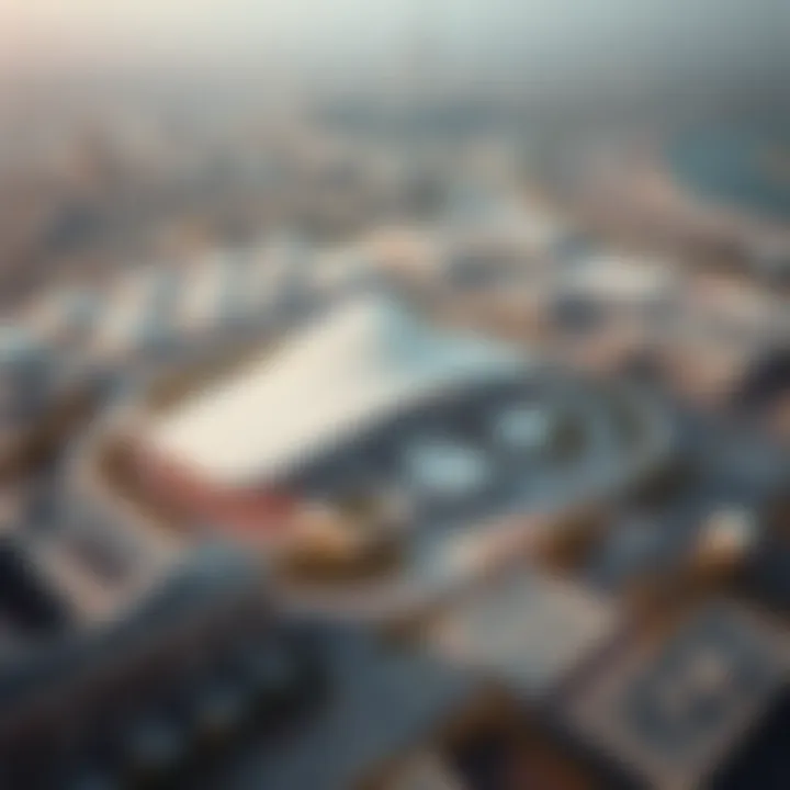 Aerial view of Expo 2020 Metro Station 2 showcasing its modern architecture and surrounding landscape