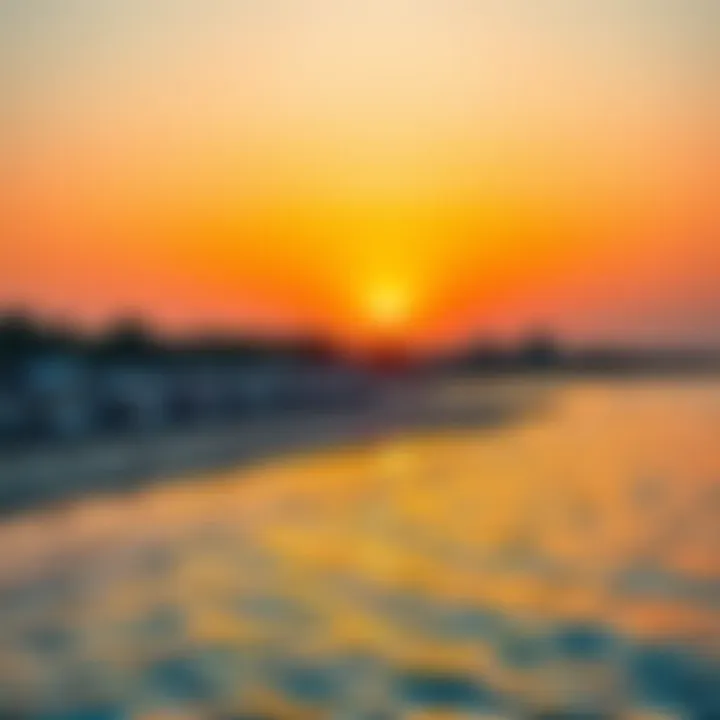 A vibrant sunset over the Mamzar Beach, highlighting its tranquil atmosphere