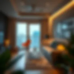 Stylish one-bedroom apartment interior in Dubai