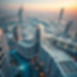 Aerial view of عود سكوير showcasing its unique architectural design