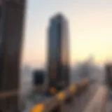 Stunning view of Prime Tower against the Dubai skyline