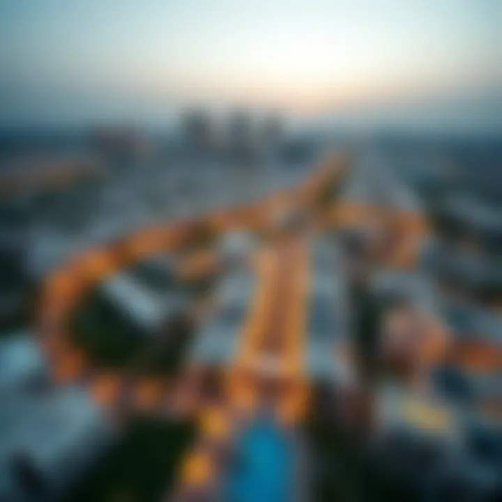 Vibrant Community in Al Quoz Aerial view of Al Quoz highlighting its vibrant community and surroundings