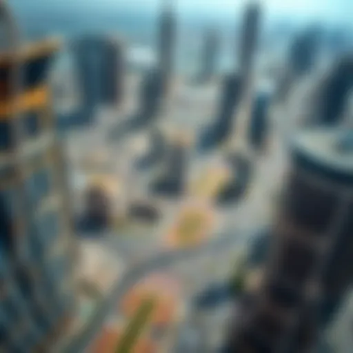 Aerial view of Sheikh Zayed Road showcasing the skyscrapers