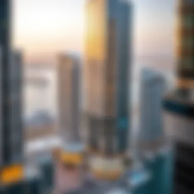 Stunning view of Escan Tower from Dubai Marina