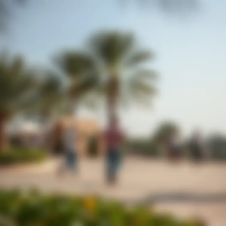 Visitors enjoying outdoor activities in the serene environment of حديقة صقر