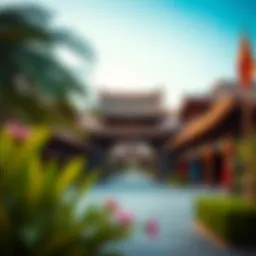 Vibrant cultural pavilion showcasing traditional architecture