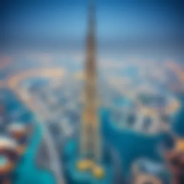 Aerial Perspective of Burj Khalifa Aerial view showcasing Burj Khalifa's height