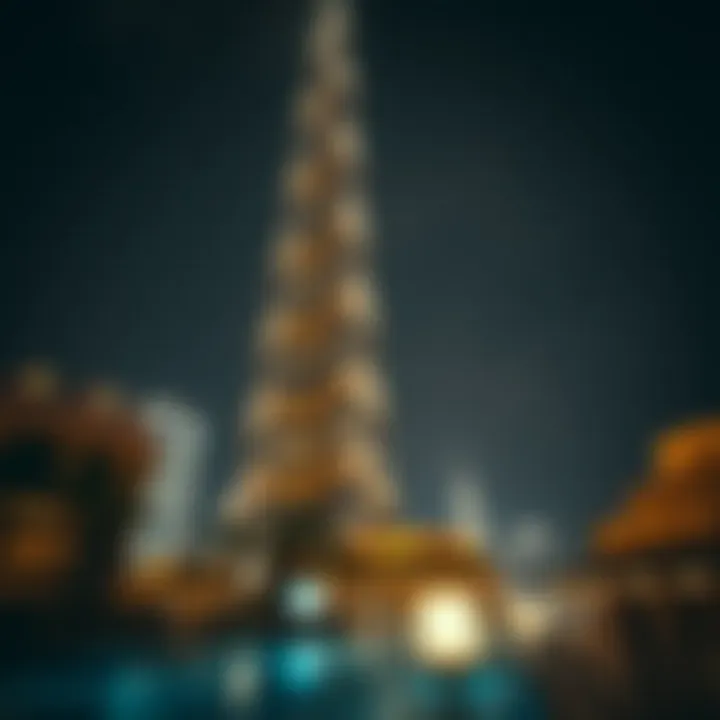 Burj Khalifa Illuminated at Night Night view of Burj Khalifa illuminated