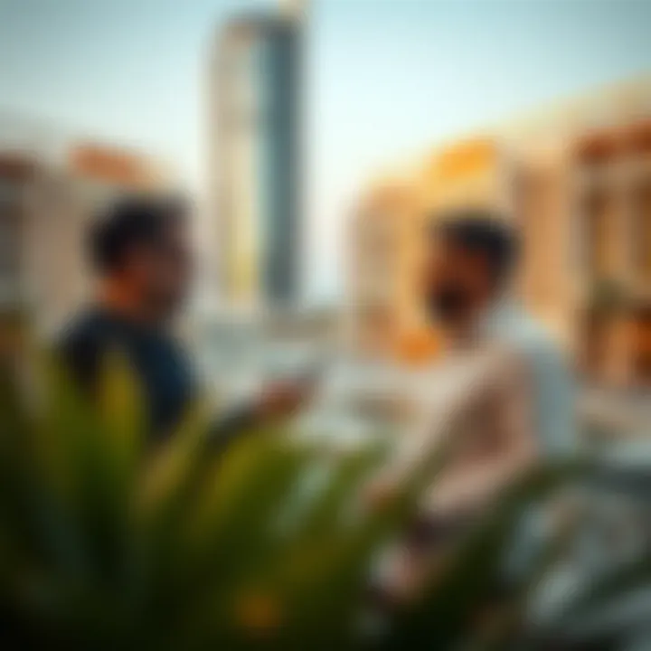 Investors Analyzing Market Trends in Miras Dubai Investors analyzing market trends related to Miras Dubai development