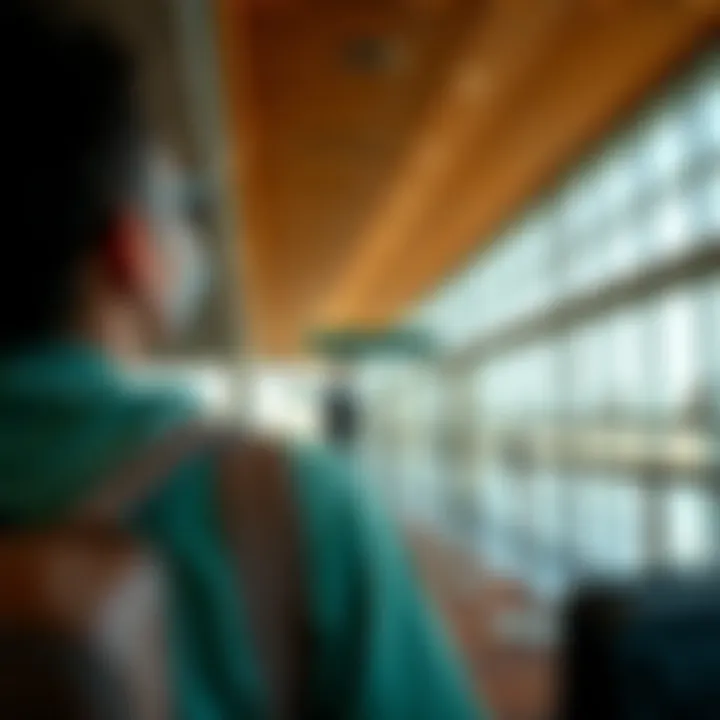 Traveler enjoying a visa-free entry at an international airport