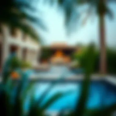 Inviting outdoor pool area surrounded by lush greenery