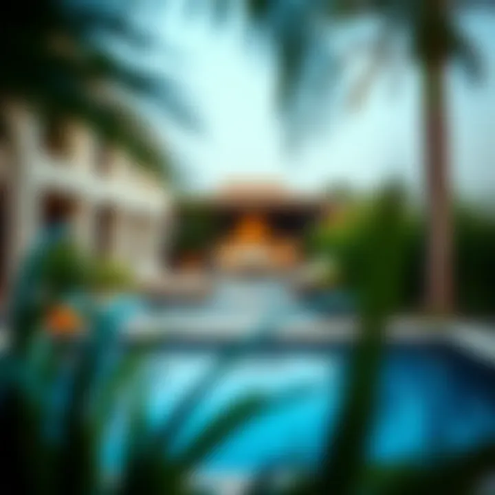 Inviting outdoor pool area surrounded by lush greenery
