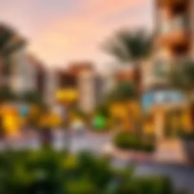Streetscape of Jumeirah Park Streetscape of Jumeirah Park highlighting local amenities and vibrant lifestyle