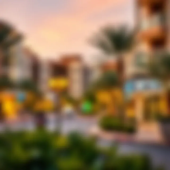 Streetscape of Jumeirah Park Streetscape of Jumeirah Park highlighting local amenities and vibrant lifestyle