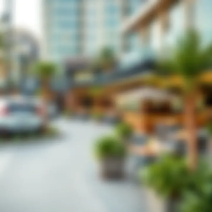 Local Amenities in Business Bay View of local amenities in Business Bay including parks and dining options