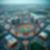 Aerial view showcasing Dubai Sports City