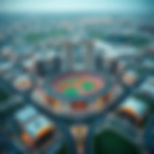 Aerial view showcasing Dubai Sports City