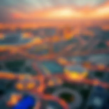 Map highlighting key locations in Dubai Sports City