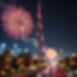 Spectacular fireworks display over Burj Khalifa celebrating New Year