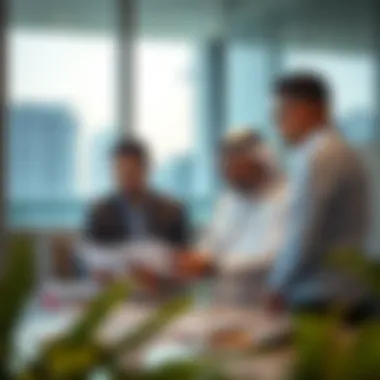 Investment Insights in Dubai's Real Estate Market Investors reviewing property portfolios in a modern office